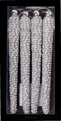 Sople plastikowe srebrne z paskiem akrylowo-diamentowym SXP18217/S/9*18*2cm 4szt/opk.