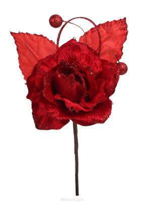 Róża na piku brokat CV18860 23cm