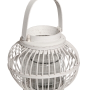 Lampion wiklinowy biały ze szklanym wkładem HY16048L śr27/h26cm