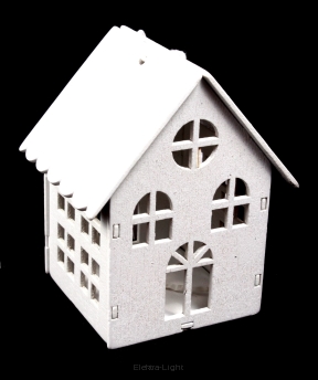 Domek drewniany biały zawieszka HY-4169 7,8x5,5cm