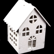 Domek drewniany biały zawieszka HY-4169 7,8x5,5cm
