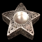 Gwiazda srebrna ażurowa świecznik metalowy CLF13 śr14/h5cm