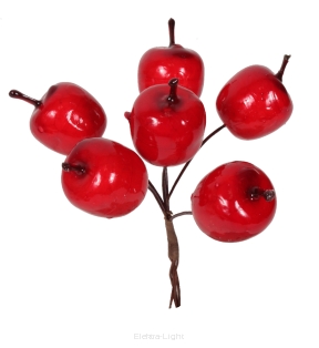 Jabłuszka czerwone na druciku 12cm 6szt/pęczek 22160 CV12367