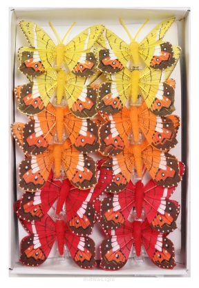 Motyle na clipie 288101 8cm CAT żółto-pomarańczowo-czerwone