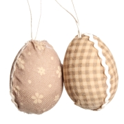 Jajka materiałowe zawieszki brązowe 6cm 2szt/opk. OSD138
