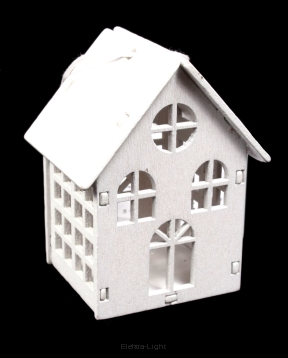 Domek drewniany biały zawieszka HY-4167 3,5x3,5/6cm